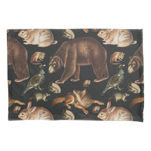 Whimsical Forest Animals Floral Pattern Pillowcase