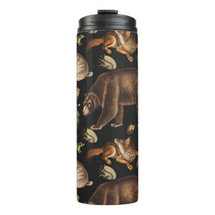 Whimsical Forest Animals Floral Pattern Thermal Tumbler