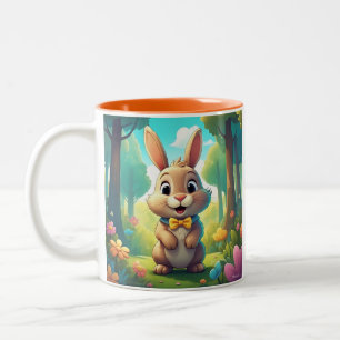 Whimsical Forest Bunny – Adorable Woodland Two-Tone Coffee Mug