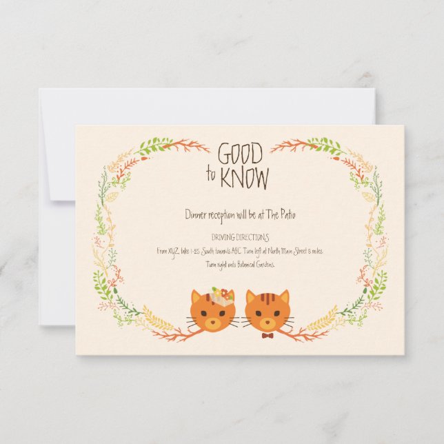 Whimsical Forest Cats (Cream) Wedding RSVP Card (Front)