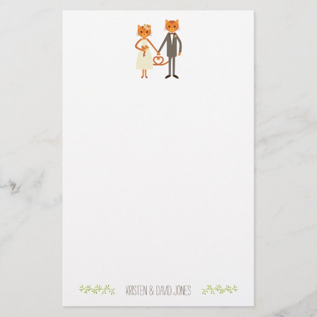 Whimsical Forest Cats Wedding Personalised Stationery (Front)