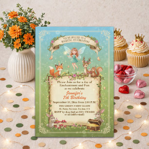 Whimsical Forest Fairy 7th Birthday Party Invitation