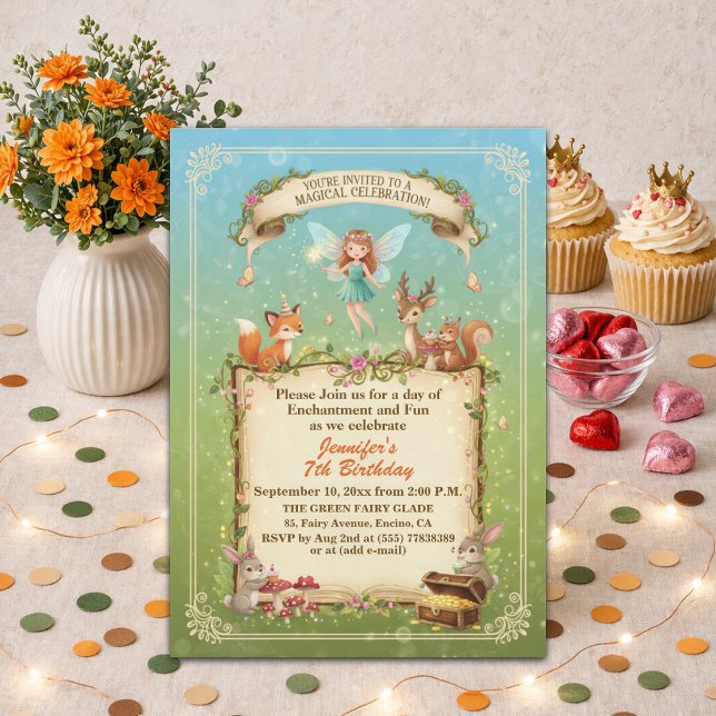 Whimsical Forest Fairy 7th Birthday Party Invitation (Creator Uploaded)