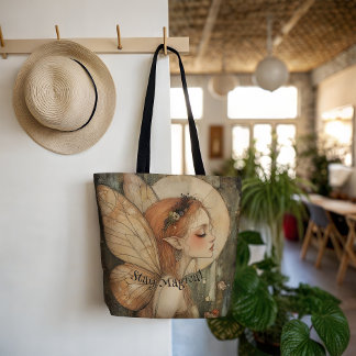 Whimsical Forest Fairy with Stay Magical Quote  Tote Bag