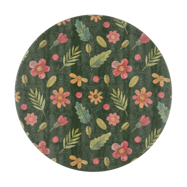 Whimsical Forest Flowers Cutting Board (Front)