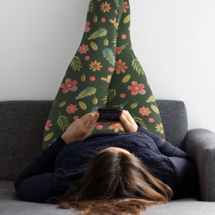 Whimsical Forest Flowers & Leaves  Leggings