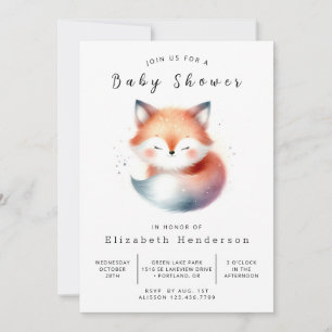 Whimsical Forest Friends Fox Baby Shower Invitation