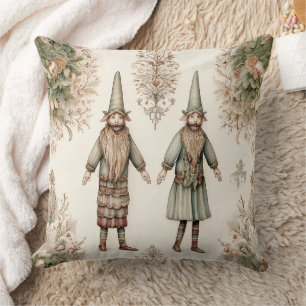 Whimsical Forest Gnomes & Botanical (1) Cushion