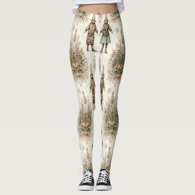 Whimsical Forest Gnomes & Botanical (1) Leggings (Front)