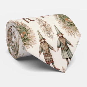 Whimsical Forest Gnomes & Botanical (1) Tie