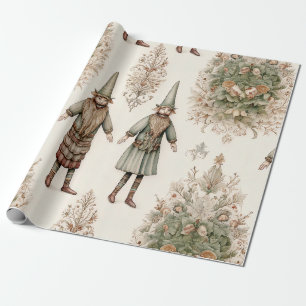 Whimsical Forest Gnomes & Botanical (1) Wrapping Paper