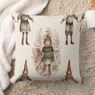 Whimsical Forest Gnomes & Botanical (2) Cushion