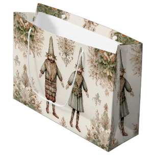 Whimsical Forest Gnomes & Botanical Large Gift Bag