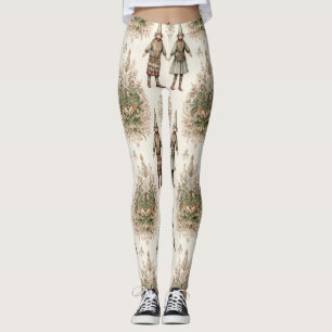 Whimsical Forest Gnomes & Botanical Leggings