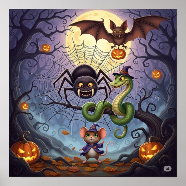 Whimsical Forest Halloween Poster (Front)