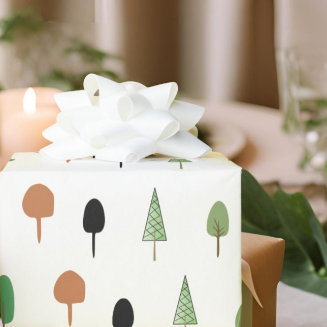 Whimsical Forest Minimalist Tree Pattern Wrapping Paper (Creator Uploaded)