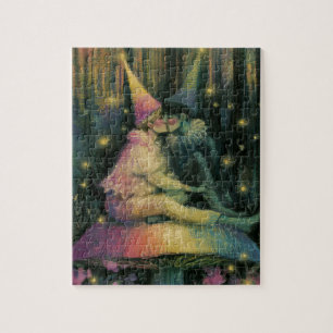 Whimsical Forest Mushroom Fairy Tale Romance Art Jigsaw Puzzle