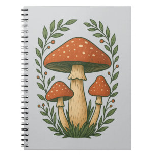 Whimsical Forest Mushroom Illustration Notebook