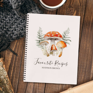 Whimsical Forest Mushroom Vintage Farmhouse Recipe Notebook