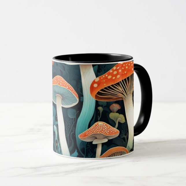 Whimsical Forest Mushrooms Illustration Mug (Front Right)
