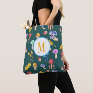 Whimsical Forest Mushrooms   Monogram Tote Bag