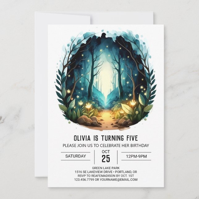  Whimsical Forest Online Woodland Birthday Invitation (Front)