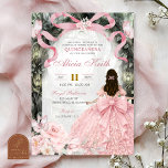 Whimsical Forest Pink Bow Coquette Butterfly I Invitation<br><div class="desc">Whimsical Forest Pink Bow Coquette Butterfly Quinceanera Invitation,  Princess Sweet 16th Invite,  Editable Mis Quince XV Anos</div>