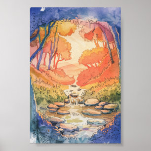 Whimsical Forest Stream Poster