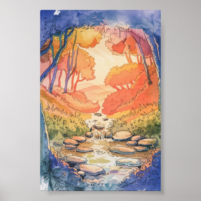 Whimsical Forest Stream Poster (Front)