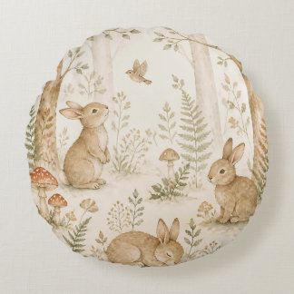 Whimsical Forest Woodland Animals Baby Round Cushion