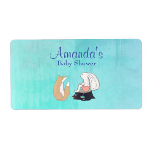 Whimsical Fox and Rabbit Water Bottle Label