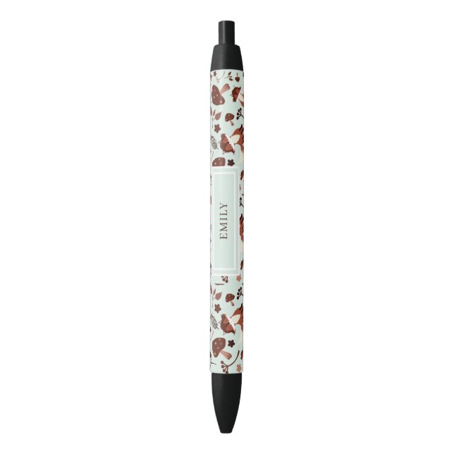 Whimsical Fox Black Ink Pen (Front Vertical)