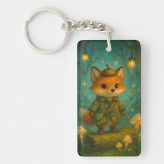 Whimsical Fox Explorer Art Key Ring