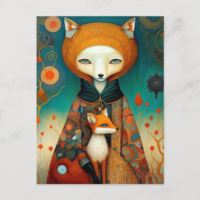 Whimsical Fox Fantasy Art Postcard (Front)
