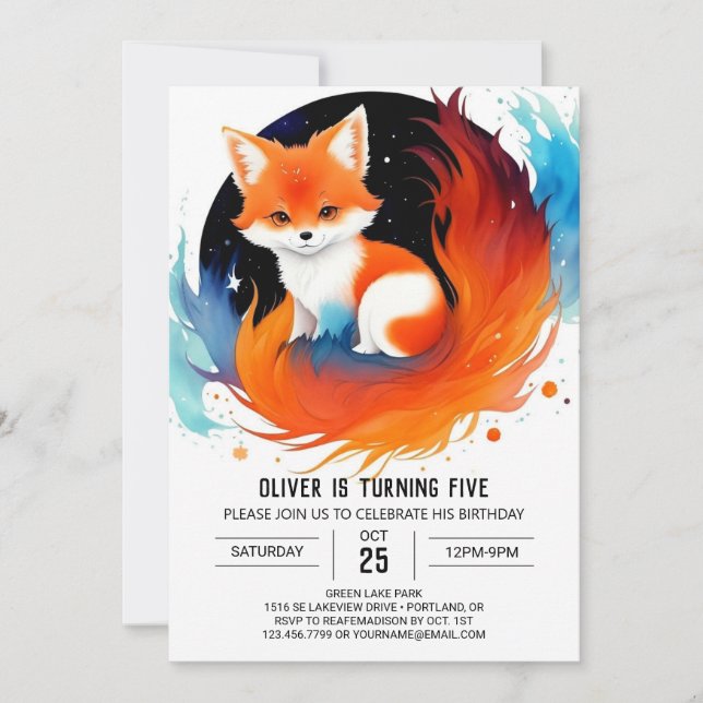 Whimsical Fox Friends Birthday Invitation (Front)