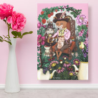 Whimsical Fox Mad Hatter Alice in Wonderland Art