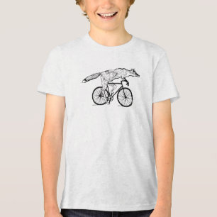 Whimsical Fox on Bicycle Art Print Tri-Blend Shirt