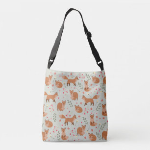 Whimsical Fox Pattern Crossbody Bag