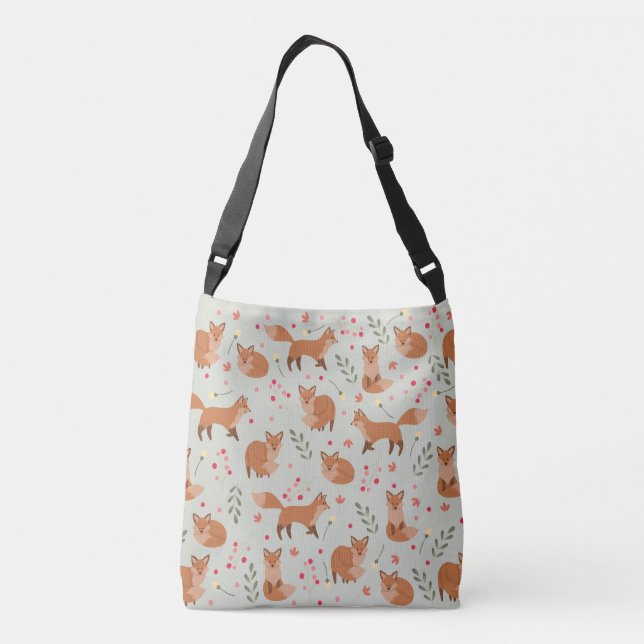 Whimsical Fox Pattern Crossbody Bag (Back)