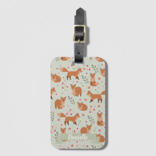 Whimsical Fox Pattern Luggage Tag