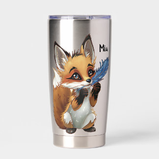 Whimsical Fox with a Feather Insulated Tumbler