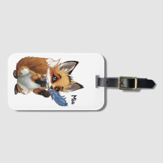 Whimsical Fox with a Feather Luggage Tag