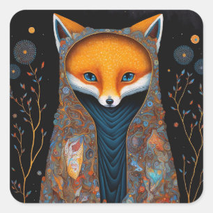 Whimsical Fox Woodland Fantasy Art Classic Round S Square Sticker