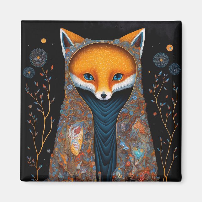Whimsical Fox Woodland Fantasy Art Magnet (Front)