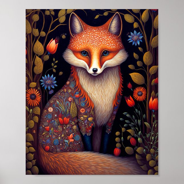 Whimsical Fox Woodland Fantasy Art Poster (Front)