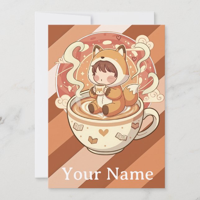  Whimsical Fox's Cozy Read Greeting Card (Front)