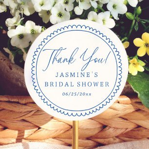 Whimsical Frame Blue Bridal Shower Thank You Favou Classic Round Sticker