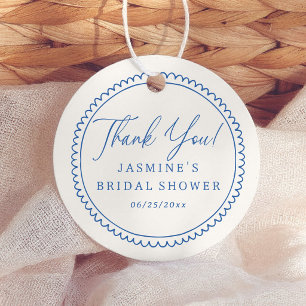 Whimsical Frame Blue Bridal Shower Thank You Favour Tags