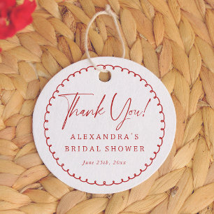 Whimsical Frame Red Bridal Shower Thank You Favour Tags