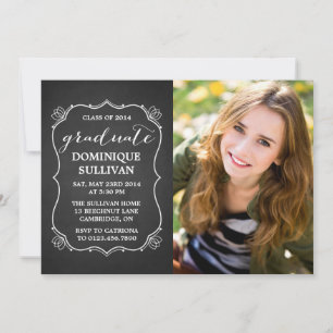 Whimsical Frame Rustic Photo Graduation Invitation